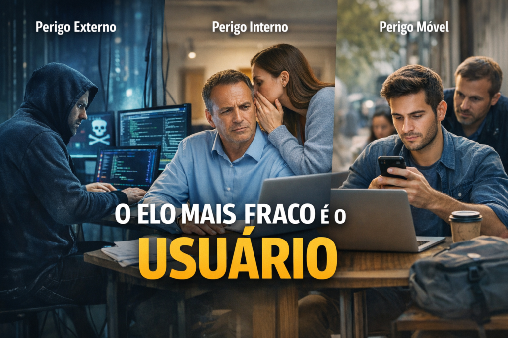 Perigo Externo, Interno e Móvel: por que o elo mais fraco ainda é o usuário