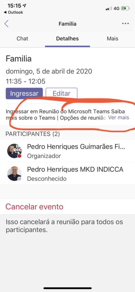 Teams Microsoft - Aula Virtual pelo celular