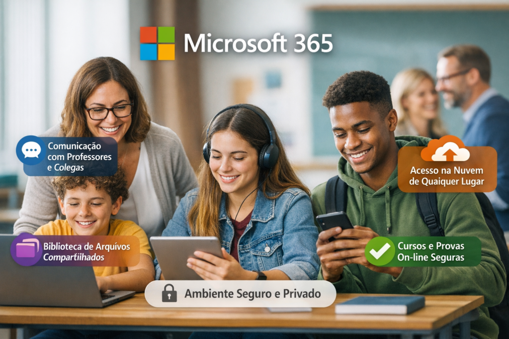 Um ambiente digital pensado para alunos e professores. Microsoft 365