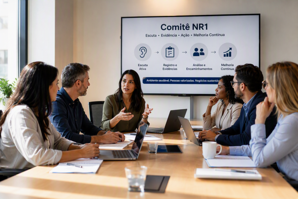 Comitê NR1, Escuta Ativa, Ouvidoria, Evidências e Gestão de Crise,